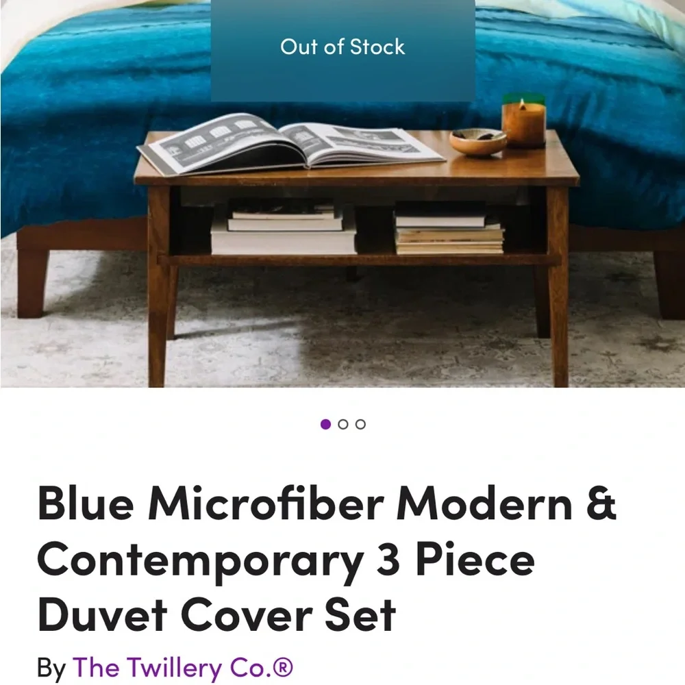 Blue Modern Contemporary 3 Piece Duvet Cover Set Gradient Bedding Queen